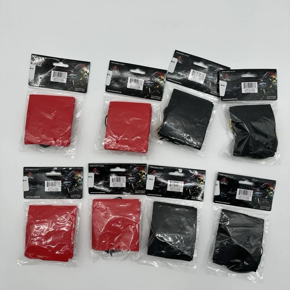 Lot 8 3 PC Pirate Dress-up Set w/ Skull Wrap Eye Patch‎ Earring Party Lot K2 New